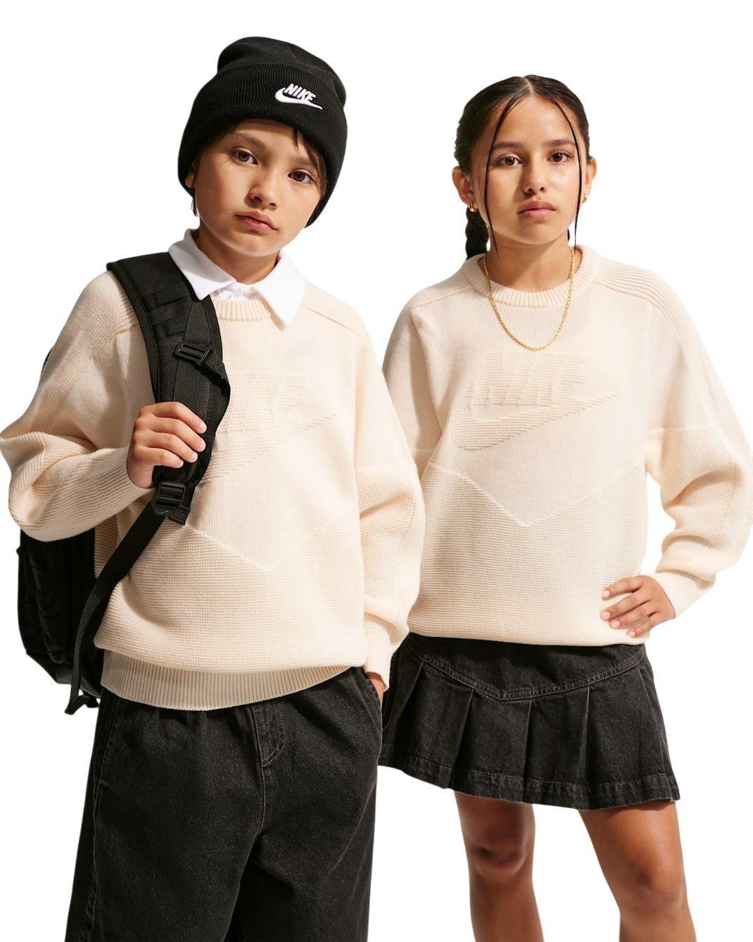 Nike Big Kids' Sportswear Crewneck Sweater - White - WHITE